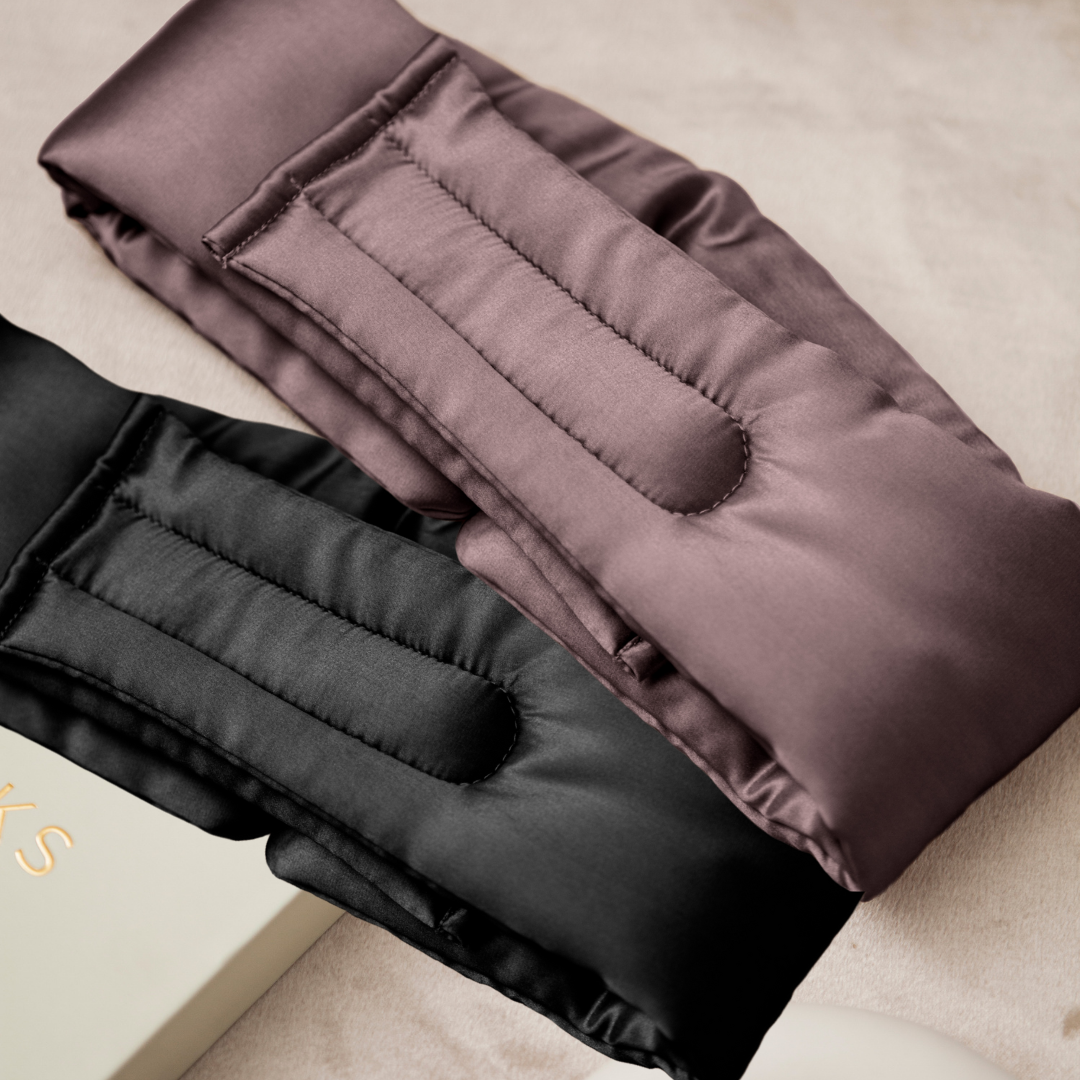 Silk Sleep Mask Cloud Deep Mauve & Midnight Black (Pack of 2)