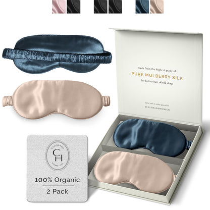 SUNDAYSILKS™ | Eye Mask 2 PACK | Midnight Blue & Nude Champagne