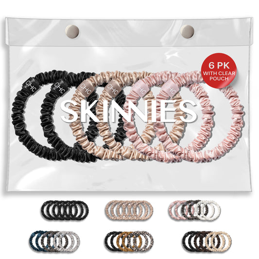 SKINNIES - Silk Scrunchies 6 PACK, Femme Set