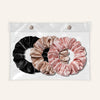 Silk Scrunchies Middies Nude Champagne, Pink Quartz, Midnight Black (Pack of 3)
