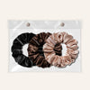 Silk Scrunchies Middies Nude Champagne, Espresso, Midnight Black (Pack of 3)