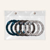 Silk Scrunchies Skinnies Silver Quartz, Midnight Blue, Charcoal Essence (Pack of 6)
