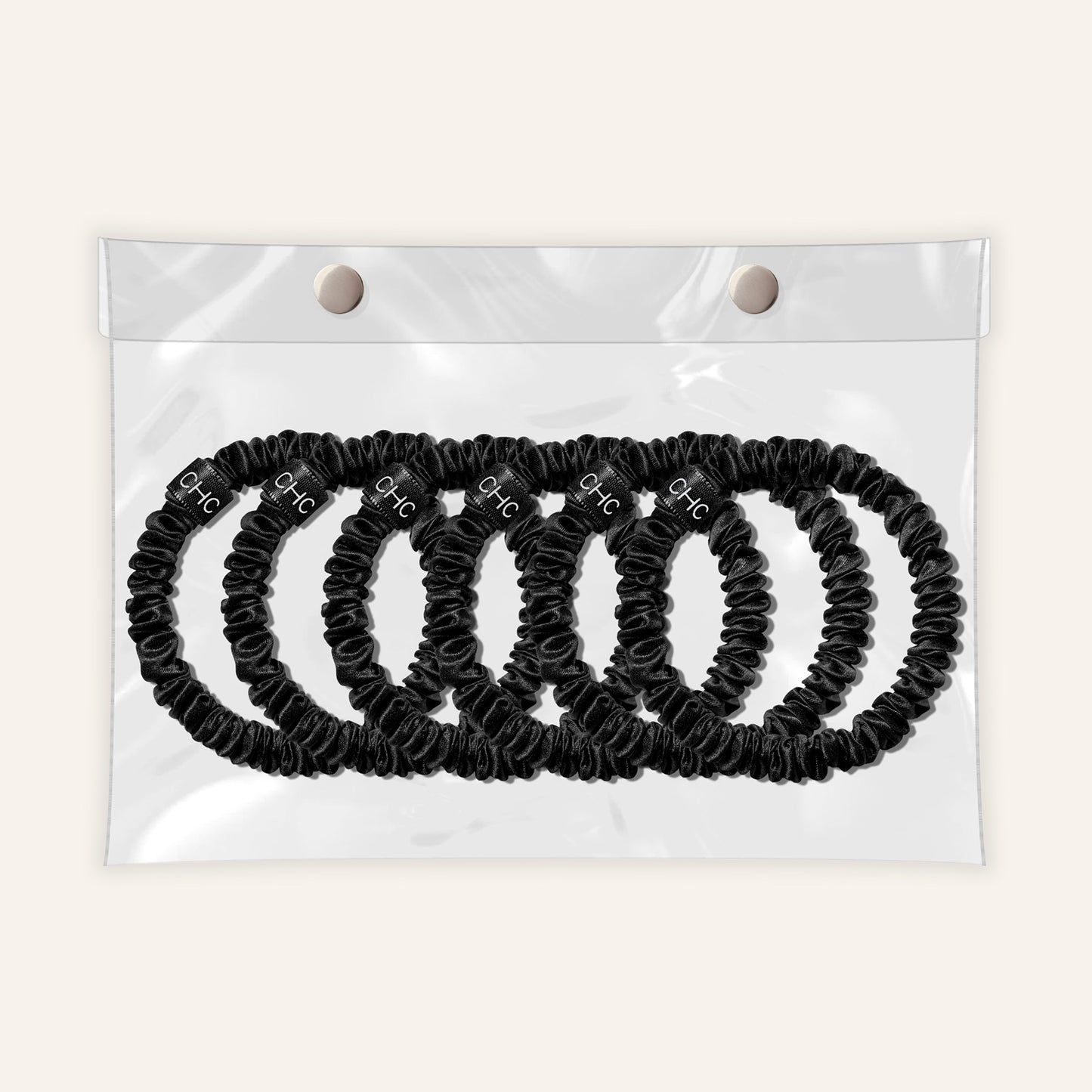 Silk Scrunchies Skinnies Midnight Black (Pack of 6)