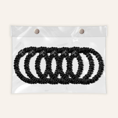 Silk Scrunchies Skinnies Midnight Black (Pack of 6)