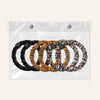 Silk Scrunchies Skinnies Leopard, Gold, Midnight Black (Pack of 6)