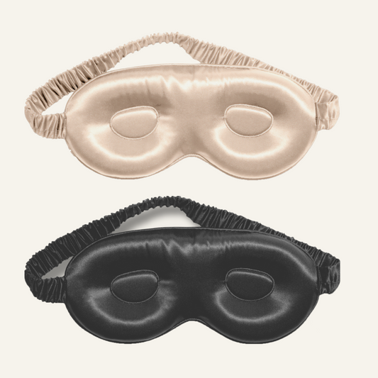 Silk Sleep Mask 3D Contour Nude Champagne & Midnight Black (Pack of 2)