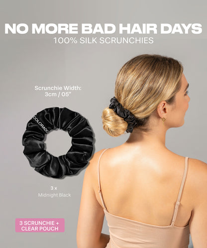 SCRUNCHIE - Silk Scrunchie 3 PACK, All Black Everything