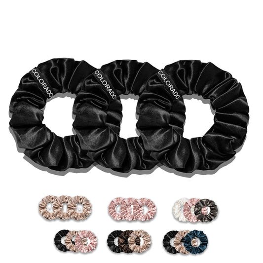 SCRUNCHIE - Silk Scrunchie 3 PACK, All Black Everything