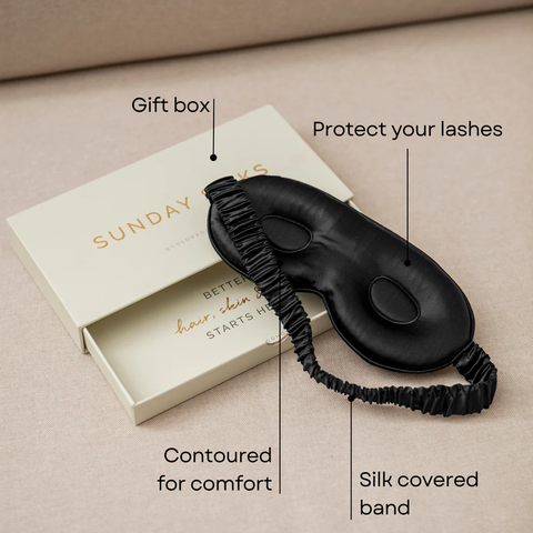 Silk Sleep Mask 3D Contour Nude Champagne & Midnight Black (Pack of 2) second image