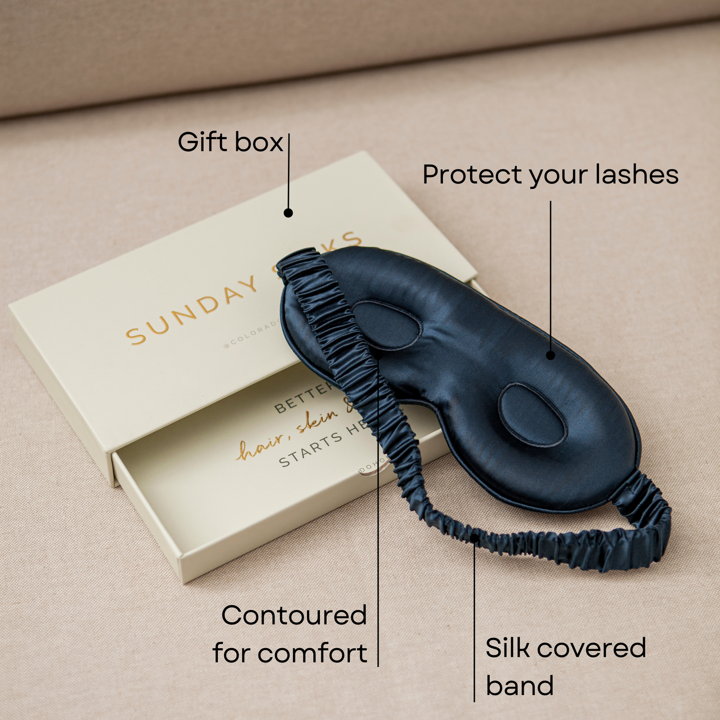 Silk Sleep Mask 3D Contour Midnight Blue