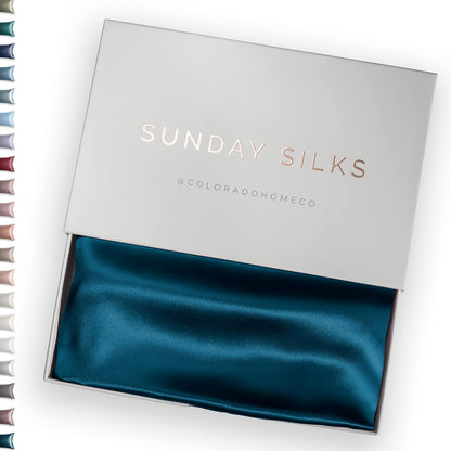 SUNDAYSILKS™ | Silk Pillow Case | 22 Momme Mulberry Silk Pillowcase, Midnight Blue