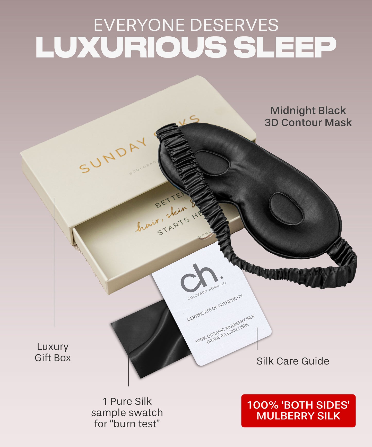 SUNDAYSILKS™ | 3D Contour Eye Mask | Midnight Black