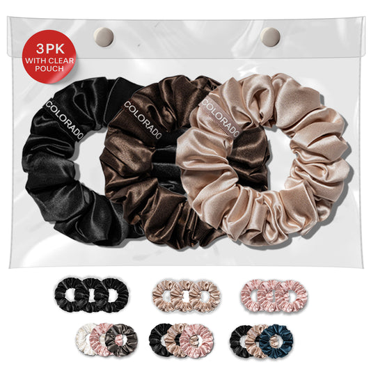 SCRUNCHIE- Silk Scrunchie 3 PACK, Morning Coffee Mix