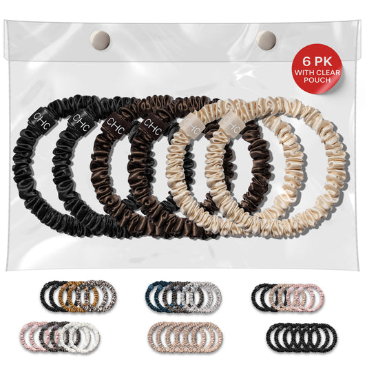 SKINNIES - Silk Scrunchies 6 PACK, Morning Coffee Mix