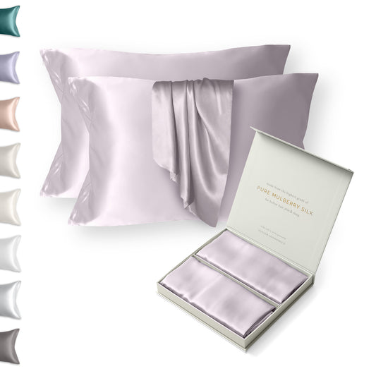 SUNDAYSILKS™ | Silk Pillow Cases 2 PACK | 22 Momme Mulberry Silk Pillowcase, Lavender