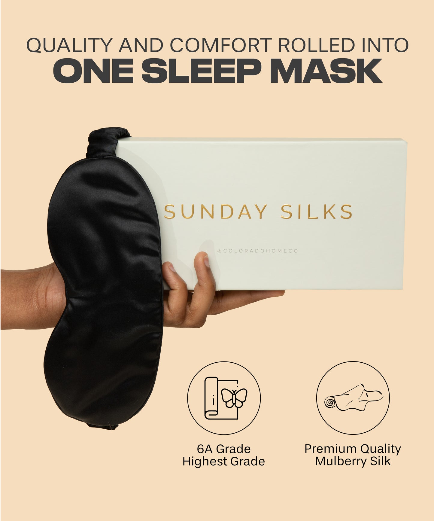 SUNDAYSILKS™ | Silk Sleep Mask | Midnight Black