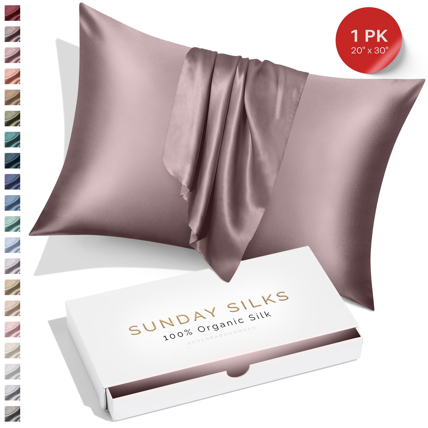 SUNDAYSILKS™ | Silk Pillow Case | 22 Momme Mulberry Silk Pillowcase, Deep Mauve