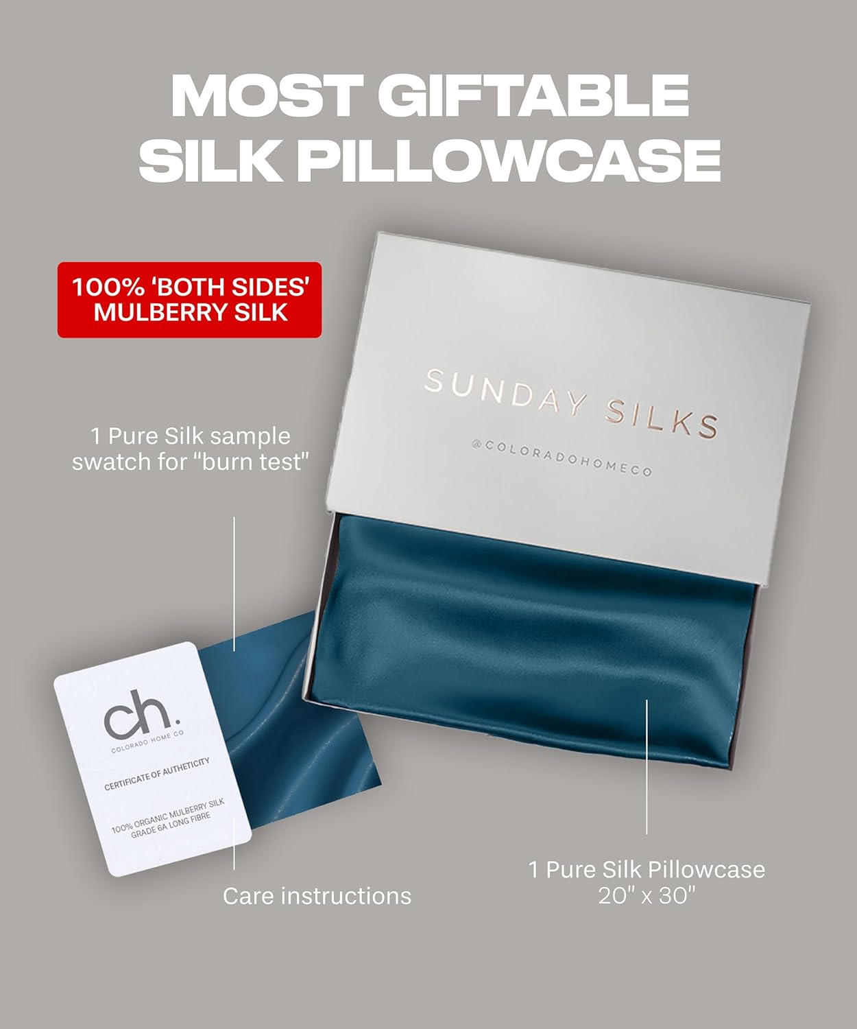 SUNDAYSILKS™ | Silk Pillow Case | 22 Momme Mulberry Silk Pillowcase, Midnight Blue