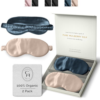 SUNDAYSILKS™ | Eye Mask 2 PACK | Midnight Blue & Nude Champagne