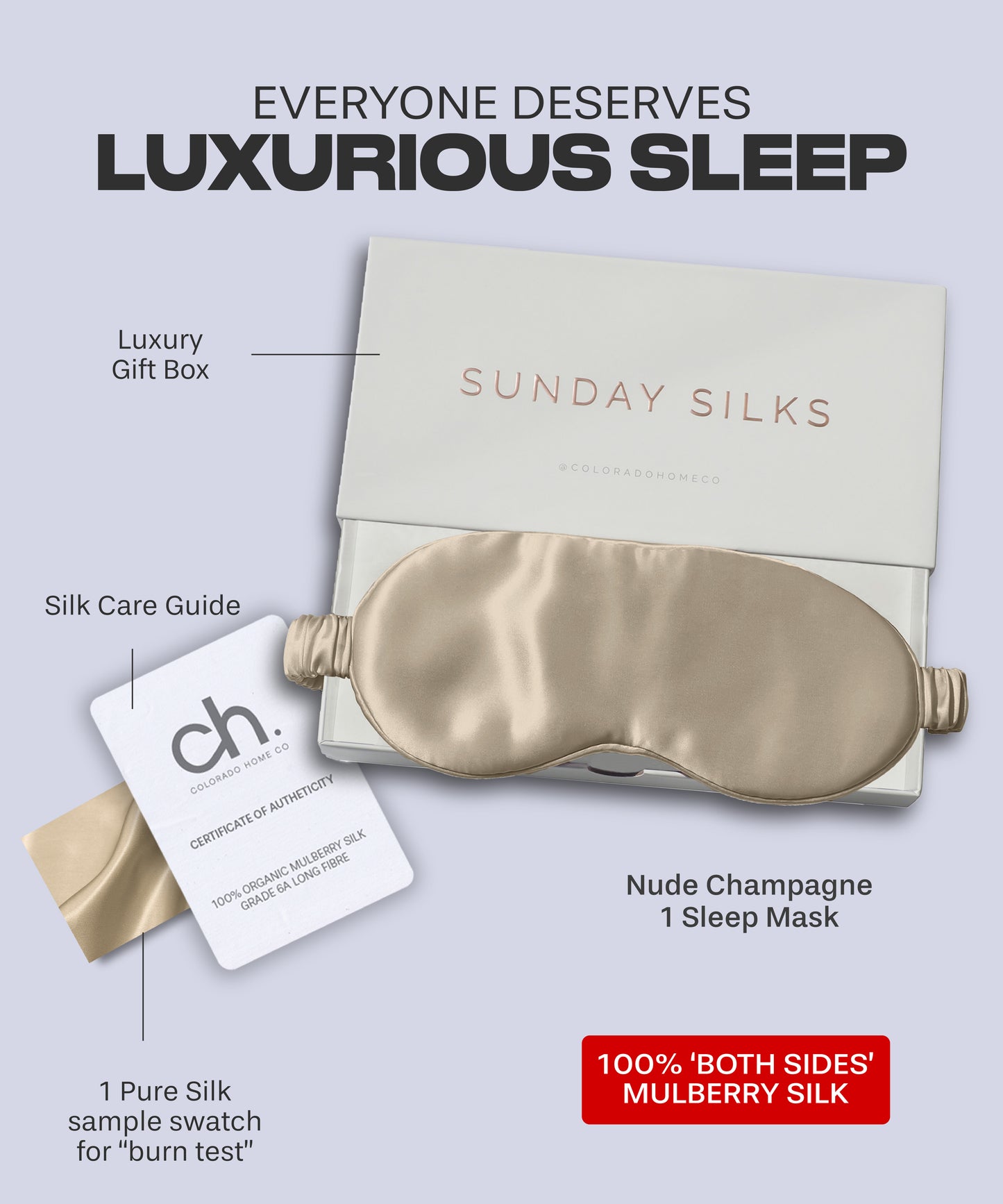 SUNDAYSILKS™ | Silk Sleep Mask | Nude Champagne