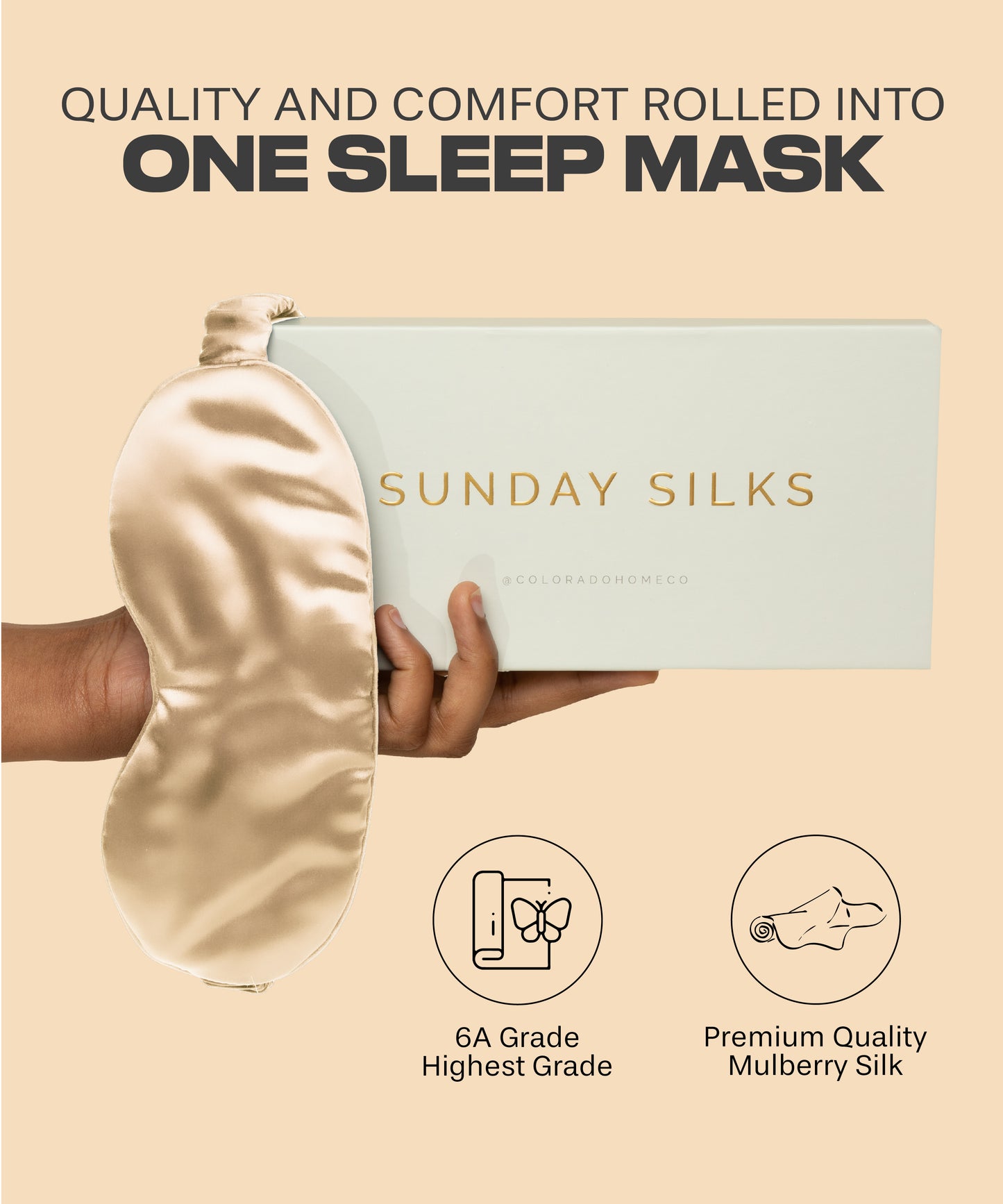 SUNDAYSILKS™ | Silk Sleep Mask | Nude Champagne