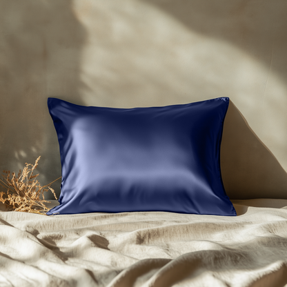 Silk Pillowcase Navy Blue Queen (Pack of 1)