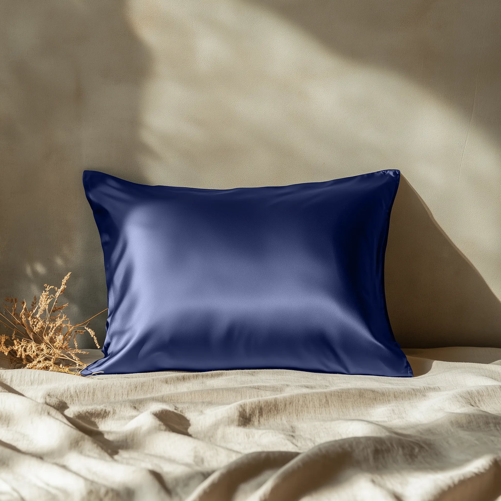 Silk Pillowcase Navy Blue Standard (Pack of 1)