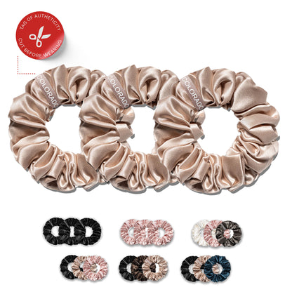 SCRUNCHIE- Silk Scrunchie 3 PACK, Nude Champagne