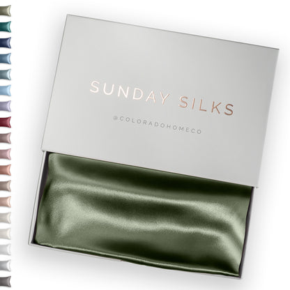 SUNDAYSILKS™ | Silk Pillow Case | 22 Momme Mulberry Silk Pillowcase, Olive