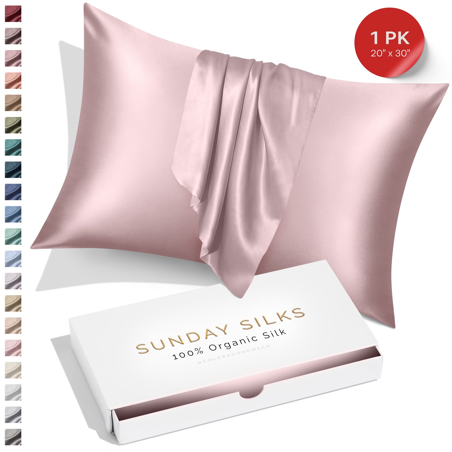 SUNDAYSILKS™ | Silk Pillow Case | 22 Momme Mulberry Silk Pillowcase, Pink Quartz