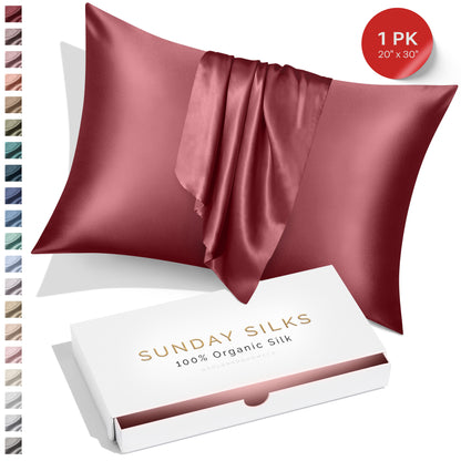 SUNDAYSILKS™ | Silk Pillow Case | 22 Momme Mulberry Silk Pillowcase, Pinot