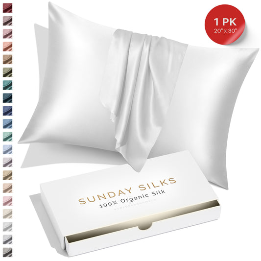 SUNDAYSILKS™ | Silk Pillow Case | 22 Momme Mulberry Silk Pillowcase, Pure White