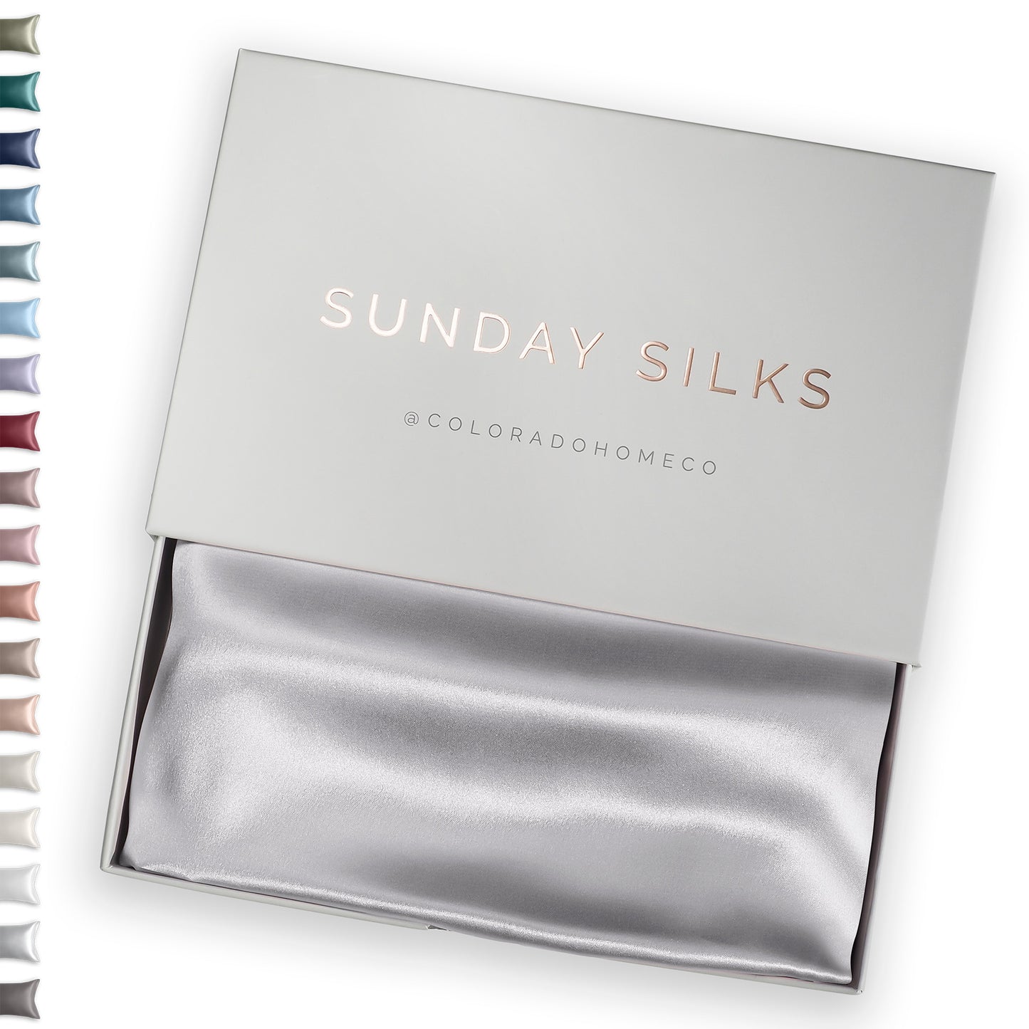 SUNDAYSILKS™ | Silk Pillow Case | 22 Momme Mulberry Silk Pillowcase, Silver Quartz