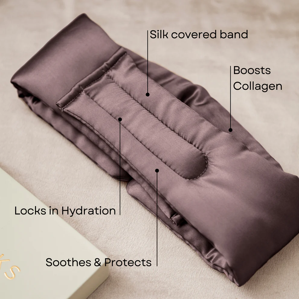Silk Sleep Mask Cloud Deep Mauve & Midnight Black (Pack of 2)