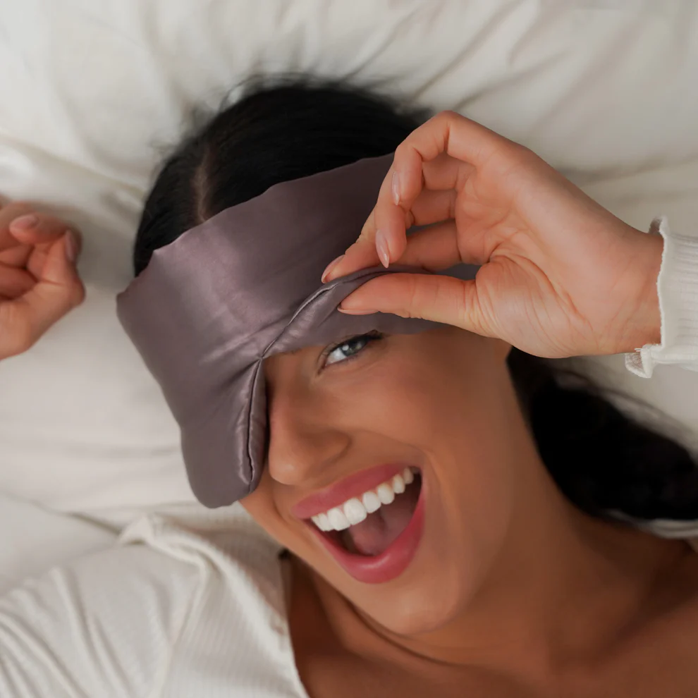 Silk Sleep Mask Cloud Deep Mauve & Midnight Black (Pack of 2)